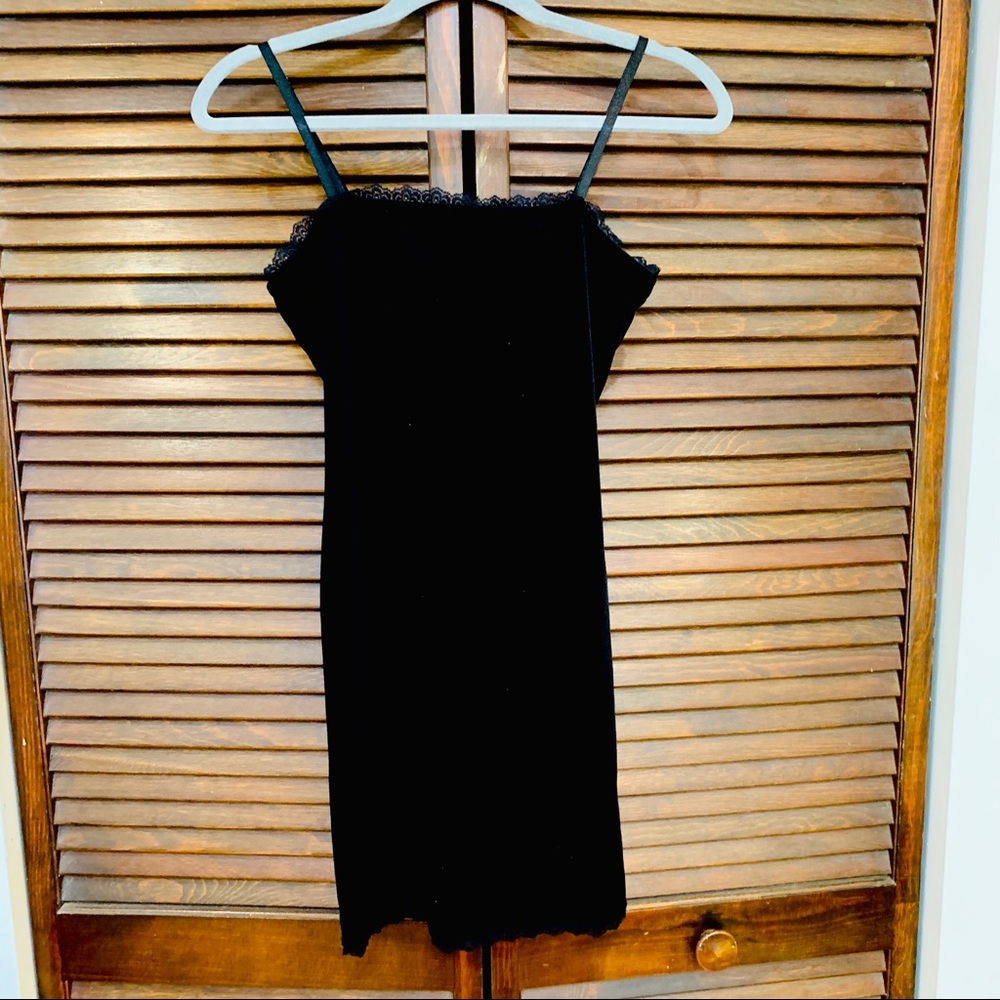 Black Velvet Lace Spaghetti Strap Mini Dress
